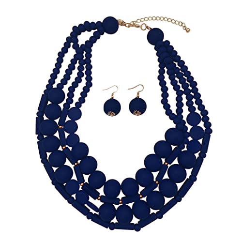 Blue wooden bead on sale necklace