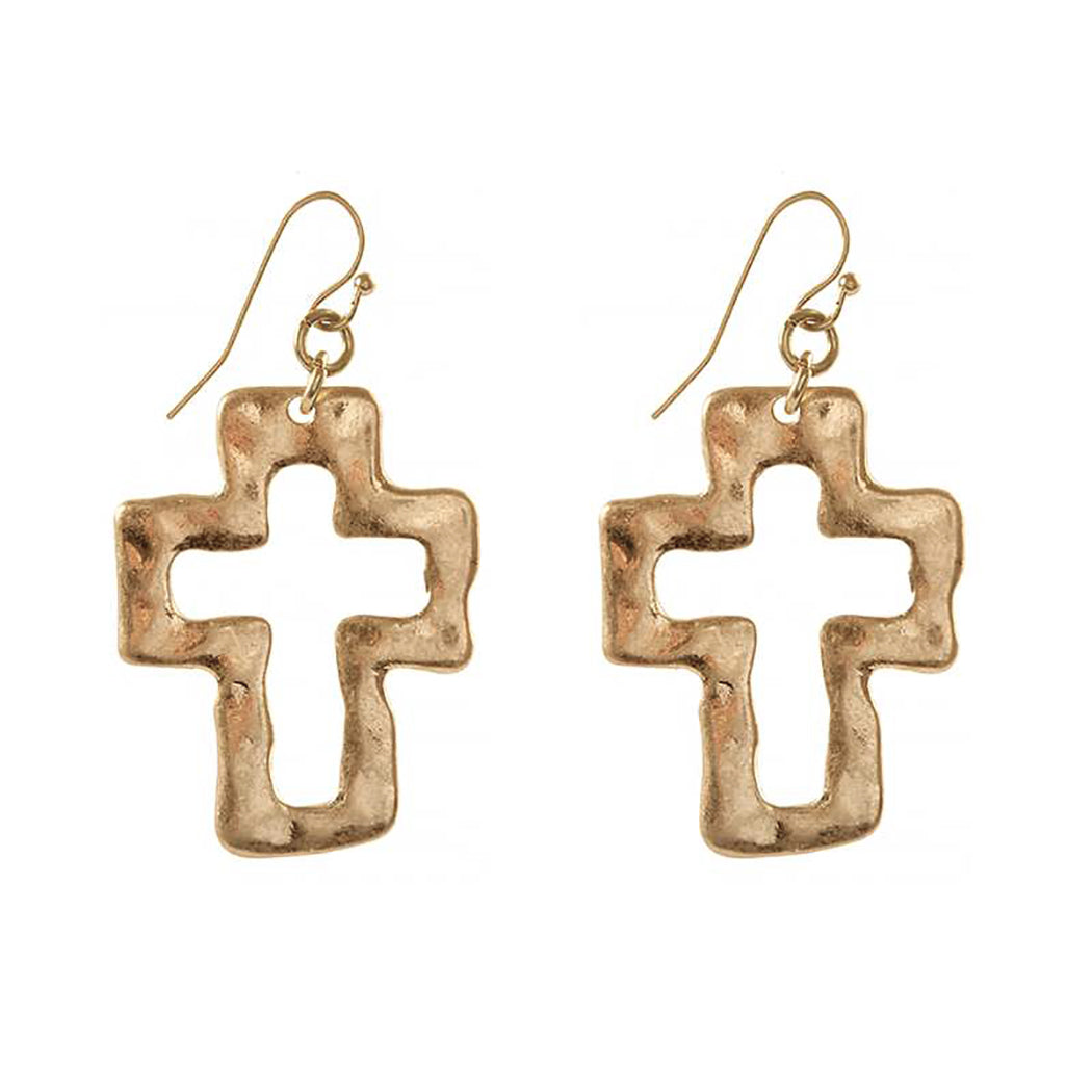 Hammered cross store earrings