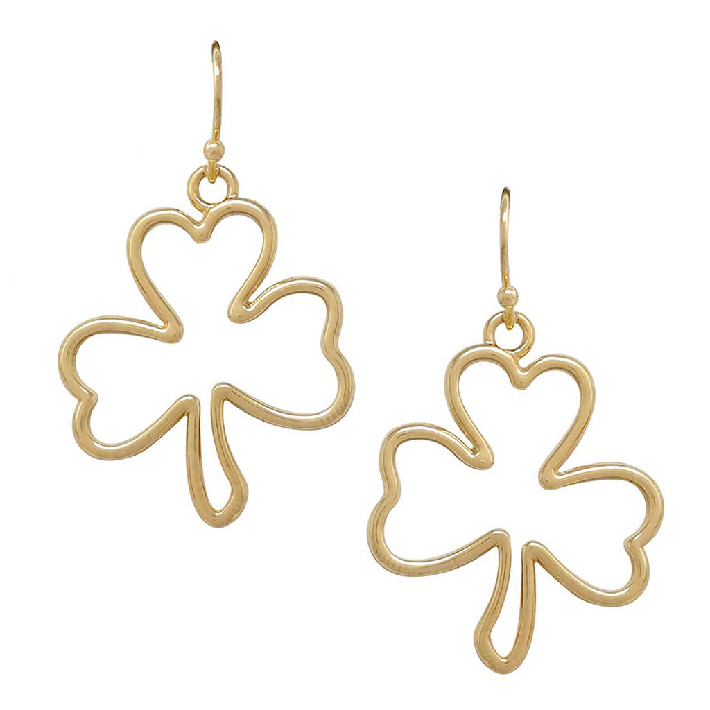 Claire's St Patricks Day Earrings Gold Glitter Shamrock Irish 3 Leaf Clover  NIP