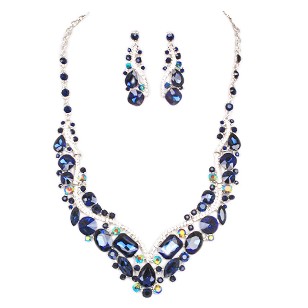 Women's Rhinestone Teardrop Statement Necklace Hypoallergenic Drop