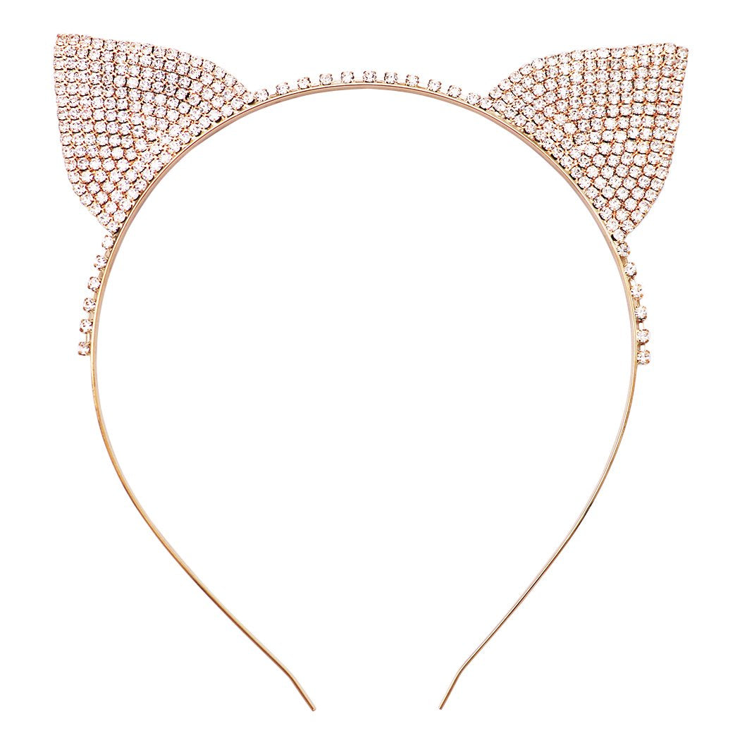 Beautiful Crystal Cat Ears Headband Gold Rosemarie Collections