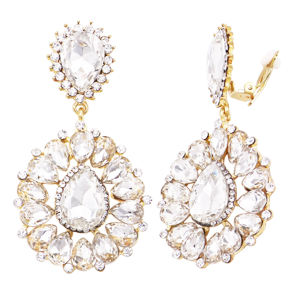 Clearly Glamorous Gold and Clear Drop Earrings