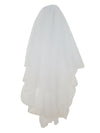 Women's Stunning 2 Tier Scalloped Edge Bridal Veil With Bead Trim And Dangling Teardrop Crystals, 33"