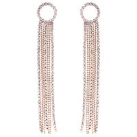 Rosemarie Collections Women's Crystal Rhinestone Cascading Extra Long Fringe Drop Earrings, 4" (Gold Tone)