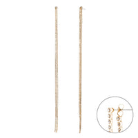 Unique Crystal Rhinestone Strands Double Sided Shoulder Duster Hypoallergenic Statement Earrings (Extra Long 9.25" Gold Tone Clear Crystal 3 Strand)