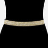 Women's Stunning Ivory Ribbon With Crystal Rhinestone Bridal Sash Belt 5 Row Crystal Gold Tone