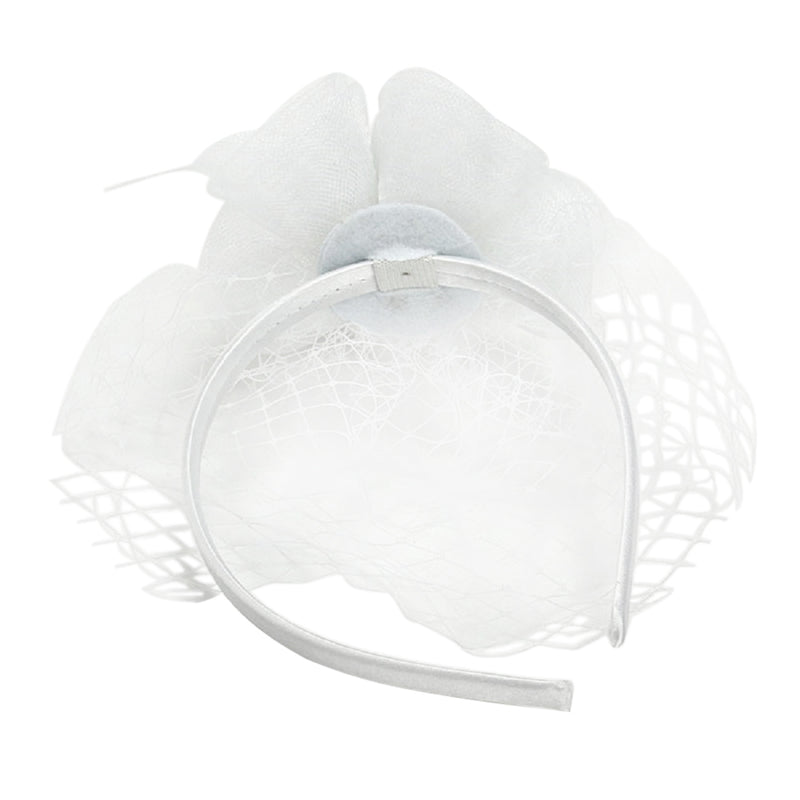 Women's Stunning Retro Style Bridal Headband With Mesh Flowers Feather Spray And Mini Birdcage Veil Wedding Fascinator