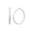 Chic Stainless Steel With Matte Finish Side Silhouette Modern Flat Hoop Earrings With Hypoallergenic Omega Post Backs (40mm, Silver Plated)