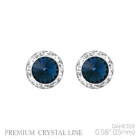 Timeless Classic Hypoallergenic Post Back Halo Earrings Made With Swarovski Crystals, 15mm-20mm (15mm, Montana Blue Silver Tone)