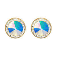 Timeless Classic Hypoallergenic Post Back Halo Earrings Made With Swarovski Crystals, 15mm-20mm (15mm, AB Crystal Gold Tone)