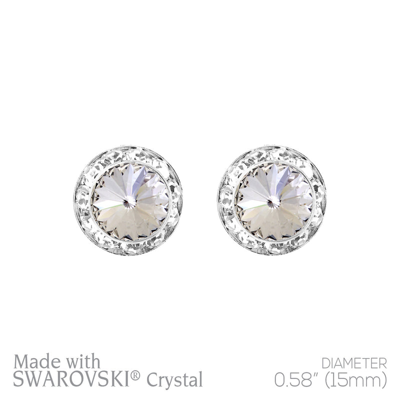 Timeless Classic Hypoallergenic Post Back Halo Earrings Made With Swarovski Crystals, 15mm-20mm (15mm, Clear Crystal Silver Tone)