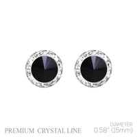 Timeless Classic Hypoallergenic Post Back Halo Earrings Made With Swarovski Crystals, 15mm-20mm (15mm, Jet Black Crystal Silver Tone)