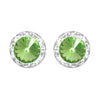 Timeless Classic Hypoallergenic Post Back Halo Earrings Made With Swarovski Crystals, 15mm-20mm (15mm, Peridot Green Silver Tone)