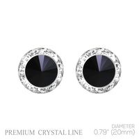 Timeless Classic Hypoallergenic Post Back Halo Earrings Made With Swarovski Crystals, 15mm-20mm (20mm, Jet Black Crystal Silver Tone)