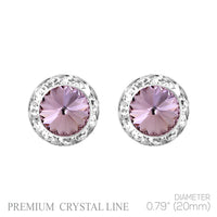 Timeless Classic Hypoallergenic Post Back Halo Earrings Made With Swarovski Crystals, 15mm-20mm (20mm, Light Amethyst Purple Crystal Silver Tone)