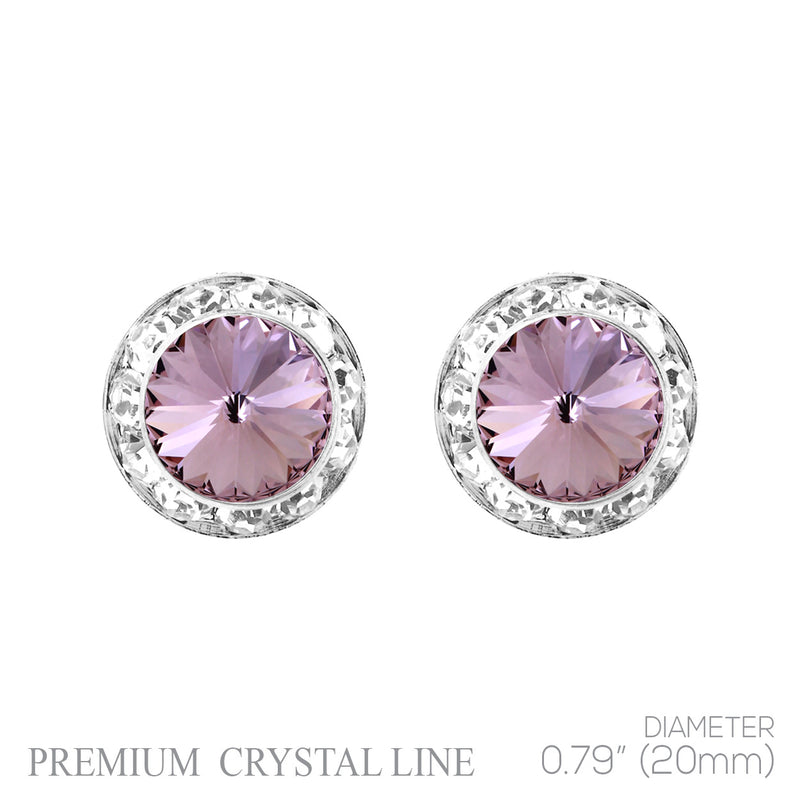 Timeless Classic Hypoallergenic Post Back Halo Earrings Made With Swarovski Crystals, 15mm-20mm (20mm, Light Amethyst Purple Crystal Silver Tone)