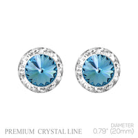 Timeless Classic Hypoallergenic Post Back Halo Earrings Made With Swarovski Crystals, 15mm-20mm (20mm, Aqua Blue Crystal Silver Tone)