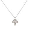 Dainty Gold Dipped Pendants On Cable Chain Necklace On Inspritions Gift Giving Card, 16"+2" Extender (Tiny Umbrella Mushroom with CZ Crystals, White Gold Dipped)