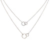 Dainty Gold Dipped Pendants On Cable Chain Necklace On Inspritions Gift Giving Card, 16"+2" Extender (Best Friends Set Of 2 With CZ Crystal, White Gold Dipped)