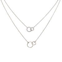 Dainty Gold Dipped Pendants On Cable Chain Necklace On Inspritions Gift Giving Card, 16"+2" Extender (Best Friends Set Of 2 With CZ Crystal, White Gold Dipped)