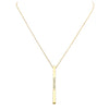 Pink Ribbon Vertical Bar Pendant Necklace (Survivor Gold Tone)