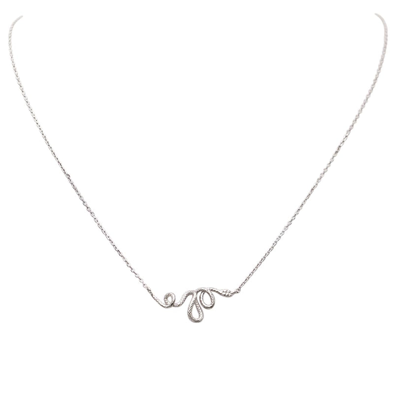 Dainty Gold Dipped Pendants On Cable Chain Necklace On Inspritions Gift Giving Card, 16"+2" Extender (Shed The Past Snake, White Gold Dipped)