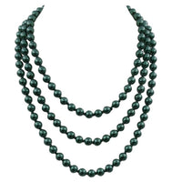 Stunning Simulated Pearl Knotted Long Endless Strand Necklace (60", Green, 8mm)