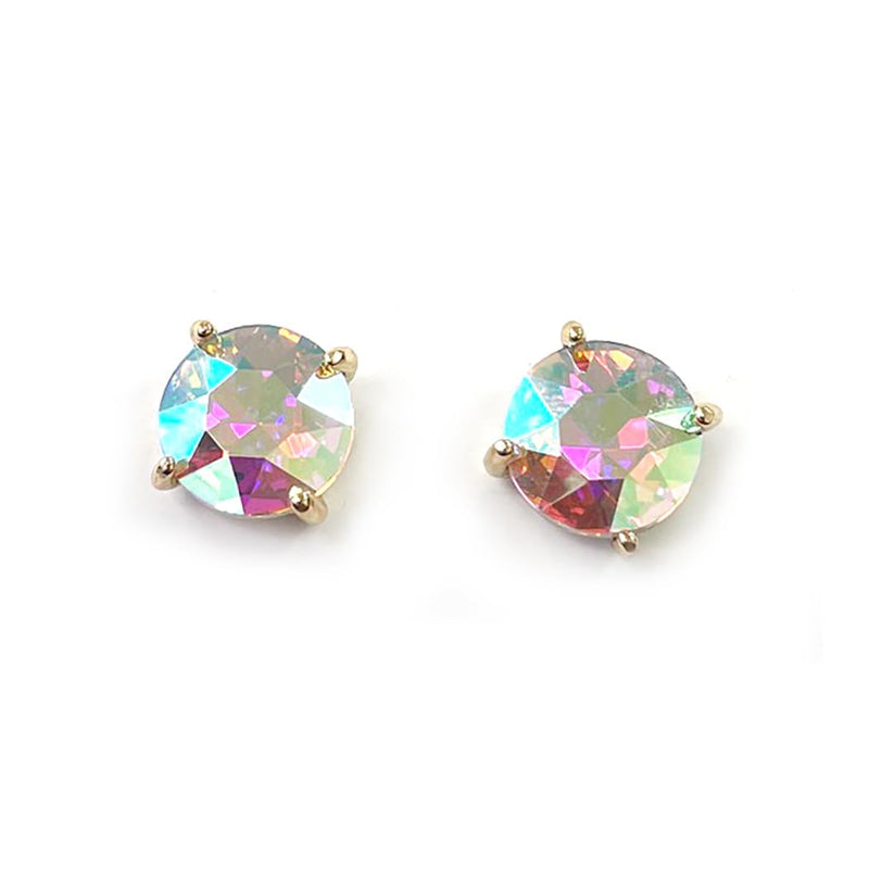 Timeless Classic Crystal Stud Earrings With Hypoallergenic Sterling Silver Post Backs, 12mm (AB Gold Tone)