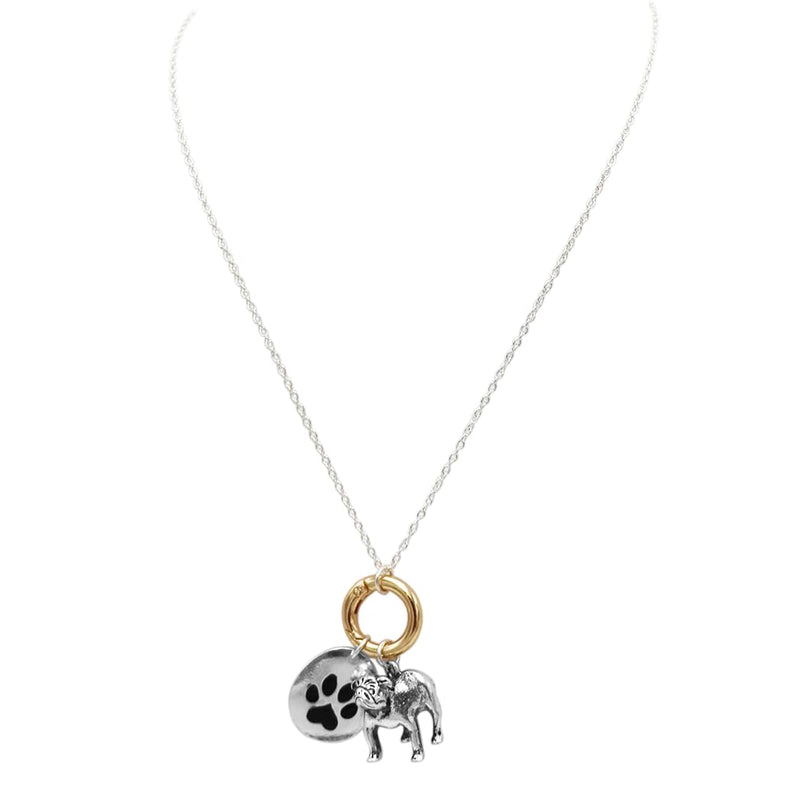 Adorable Animal Charms Changeable Pendant Necklace, 18"+3" Extender (Bulldog)