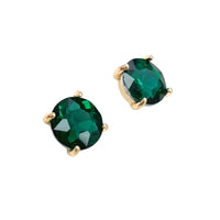 Timeless Classic Crystal Stud Earrings With Hypoallergenic Sterling Silver Post Backs, 12mm (Emerald Green AB Gold Tone)