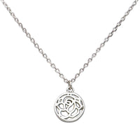 Dainty Gold Dipped Pendants On Cable Chain Necklace On Inspritions Gift Giving Card, 16"+2" Extender (Like A Rose With CZ Crystal, White Gold Dipped)