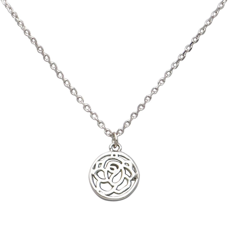 Dainty Gold Dipped Pendants On Cable Chain Necklace On Inspritions Gift Giving Card, 16"+2" Extender (Like A Rose With CZ Crystal, White Gold Dipped)