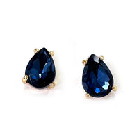 Timeless Classic Colorful AB Crystal Teardrop Stud Earrings With Hypoallergenic Sterling Silver Post Backs, 0.55" (Montana Blue Gold Tone)