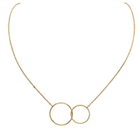 Dainty Gold Dipped Pendants On Cable Chain Necklace On Inspritions Gift Giving Card, 16"+2" Extender (Mom And Daughter Interlocking Circles, Gold Dipped)