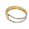 Chic And Stunning Polished Two Tone Metal Stackable Hinged Cuff Designer Bangle Bracelet, 7"