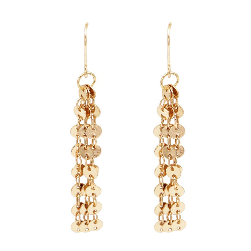 Unique Polished Light Weight Flat Chain Links Fringe Drop Earrings, 2.5" (Gold Tone)