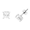 Classic Princess Cut Premium Cubic Zirconia Crystal Stud Hypoallergenic Post Back Earrings, (5mm, Silver Tone)