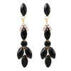 Beautiful Cubic Zirconia Marquise Cut Crystal Chandelier Hypoallergenic Post Earrings (Jet Black)