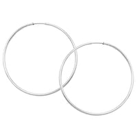 Women's Sleek Medium Size White Gold Dipped Thin Endless Hoop Hypoallergenic Earrings, 1.62"