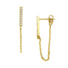 Stunning 14k Gold Dipped Earrings (14k Yellow Gold With Cubic Zirconia Crystal Bar, 1.25")