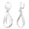 Women's Statement Polished Silver Tone Metal Teardrop Twist Hoop Dangle Clip on Style Earrings, 3.25"