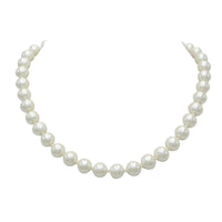 Timeless Classic Simulated Pearls Knotted Strand Necklace With Easy Connect Clasp (10mm, 19", White Silver Tone)