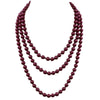 Stunning Simulated Pearl Knotted Long Endless Strand Necklace (60", Burgundy, 8mm)