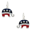 Patriotic USA Political Party American Red White And Blue Flag Dangle Earrings (2 Elephant Republican, 1")