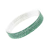 Set of 5 Sparkling Crystal Rhinestone Stacking Stretch Bracelets, 2.25" (Emerald Green Silver Tone)