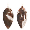 Women's Get Wild Faux Leather Cowhide Feather Dangle Earrings, 4.5"