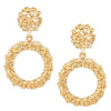 Women's Chic Chunky Gold Tone Nugget Hypoallergenic Post Back Hoop Earrings, 2"