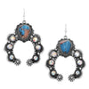 Women's Cowgirl Chic AB Crystal Rhinestones And Turquoise Blue Howlite Stone Squash Blossom Western Jewelry Pieces (Dangle Earrings, 1.75")