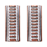 Women's Cowgirl Chic Unique Statement Western Copper Tone Textured Bar Earrings, 1.75"