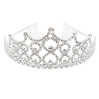 Stunning Silver Tone Crystal Rhinestone Ornate Queen's Bridal Wedding Crown Tiara Headpiece, 1.75" (Seven Point Design)